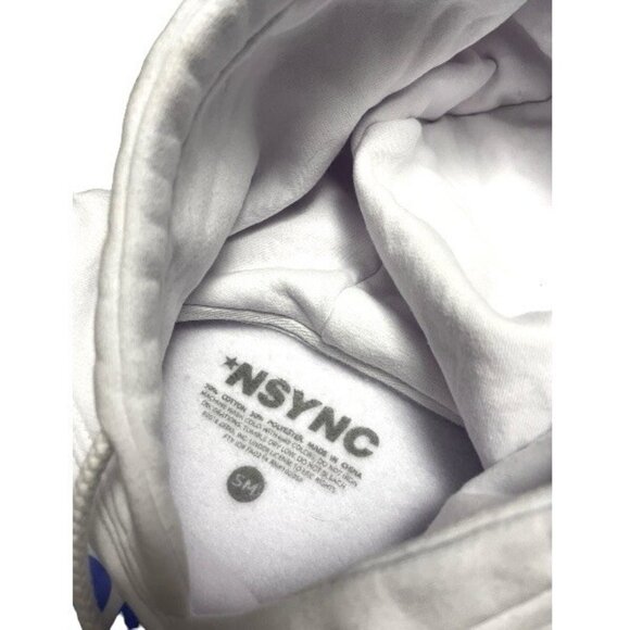 NSYNC Retro Boy Band Y2K White Hoodie Sweatshirt With Flowers Womens Medium - Picture 5 of 5